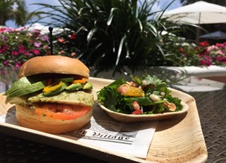 Grilled Bermuda Wahoo Sandwich and Garden Kale Salad with Rum Swizzle Vinaigrette 