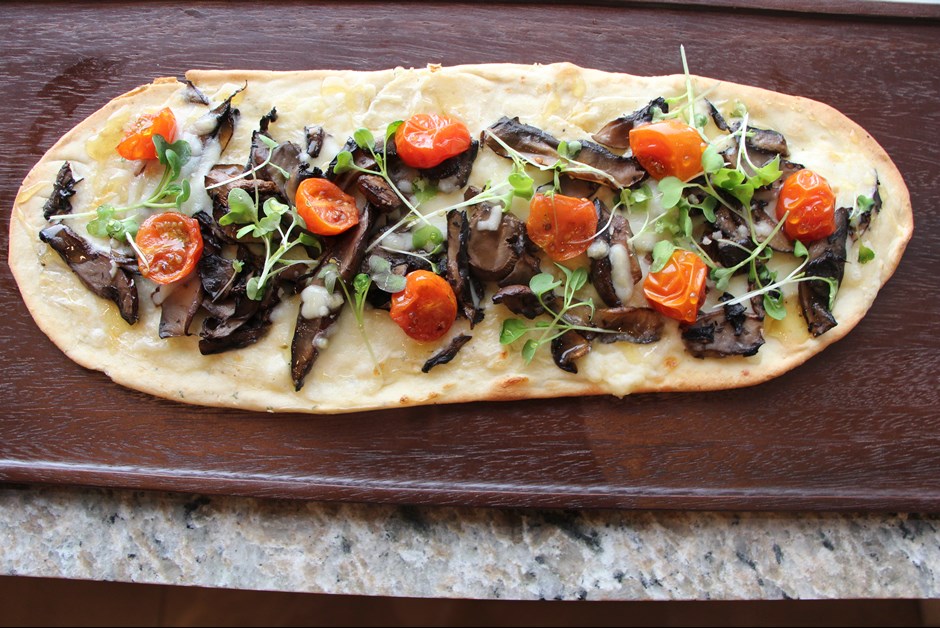 Wild Mushroom Pizza with Roof Top Herbs and Palliser Honey