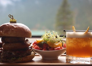 The Smokey Bear Burger & Mid Summer Stream Cocktail