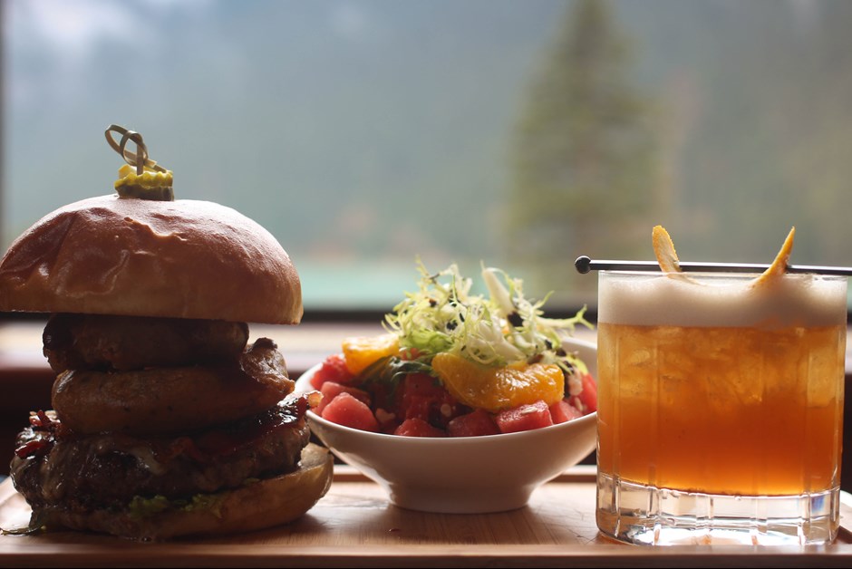 The Smokey Bear Burger & Mid Summer Stream Cocktail