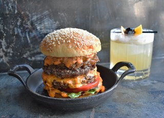 Southern Double Cheeseburger + Whiskey Sour