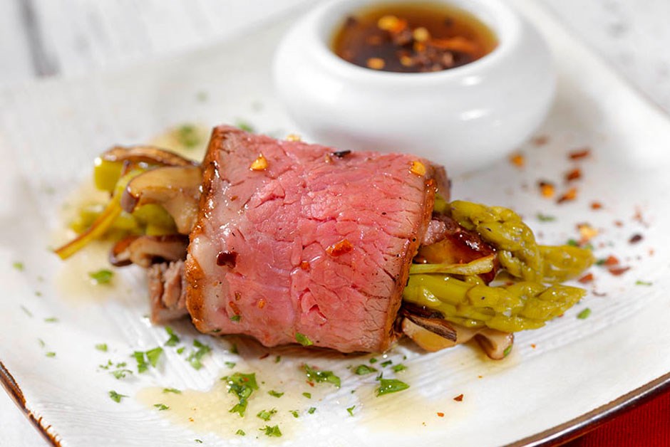 Charred Sirloin Roll with Pickled Asparagus